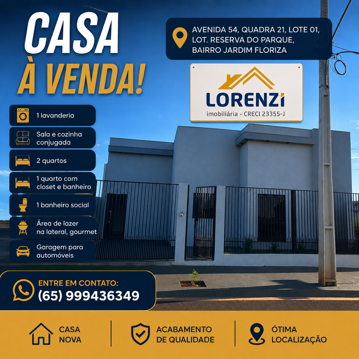 *Casa Nova no Jardim Floriza *.