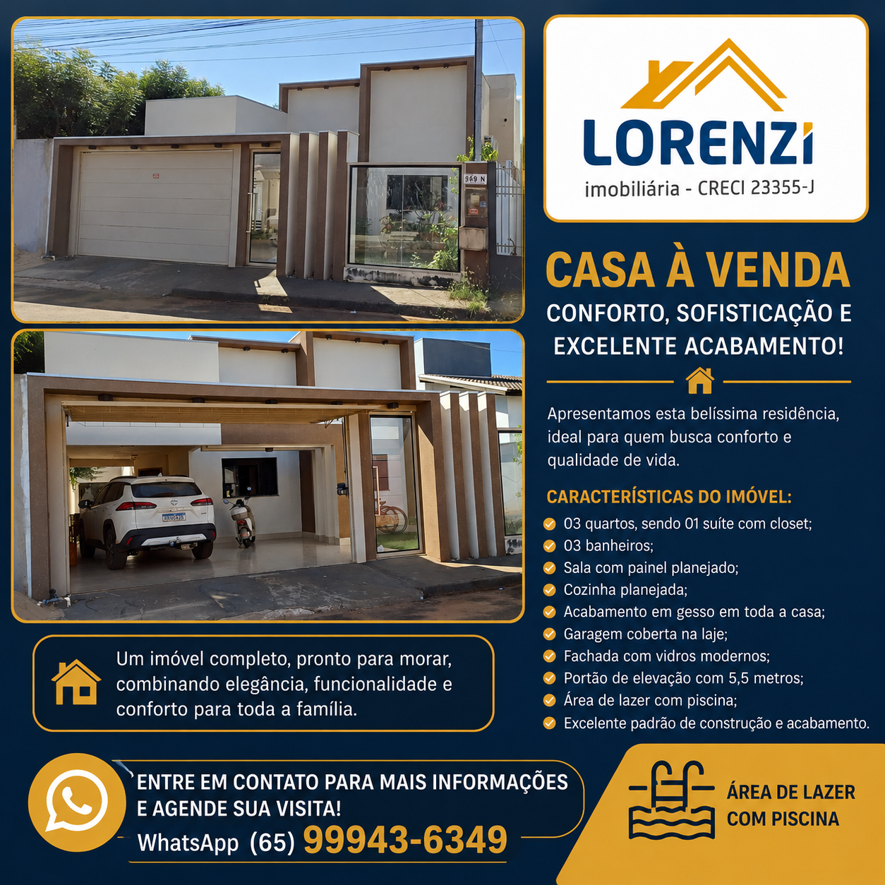 *Casa a Venda -Conforto, Sofisticação Para o maior conforto da sua família.